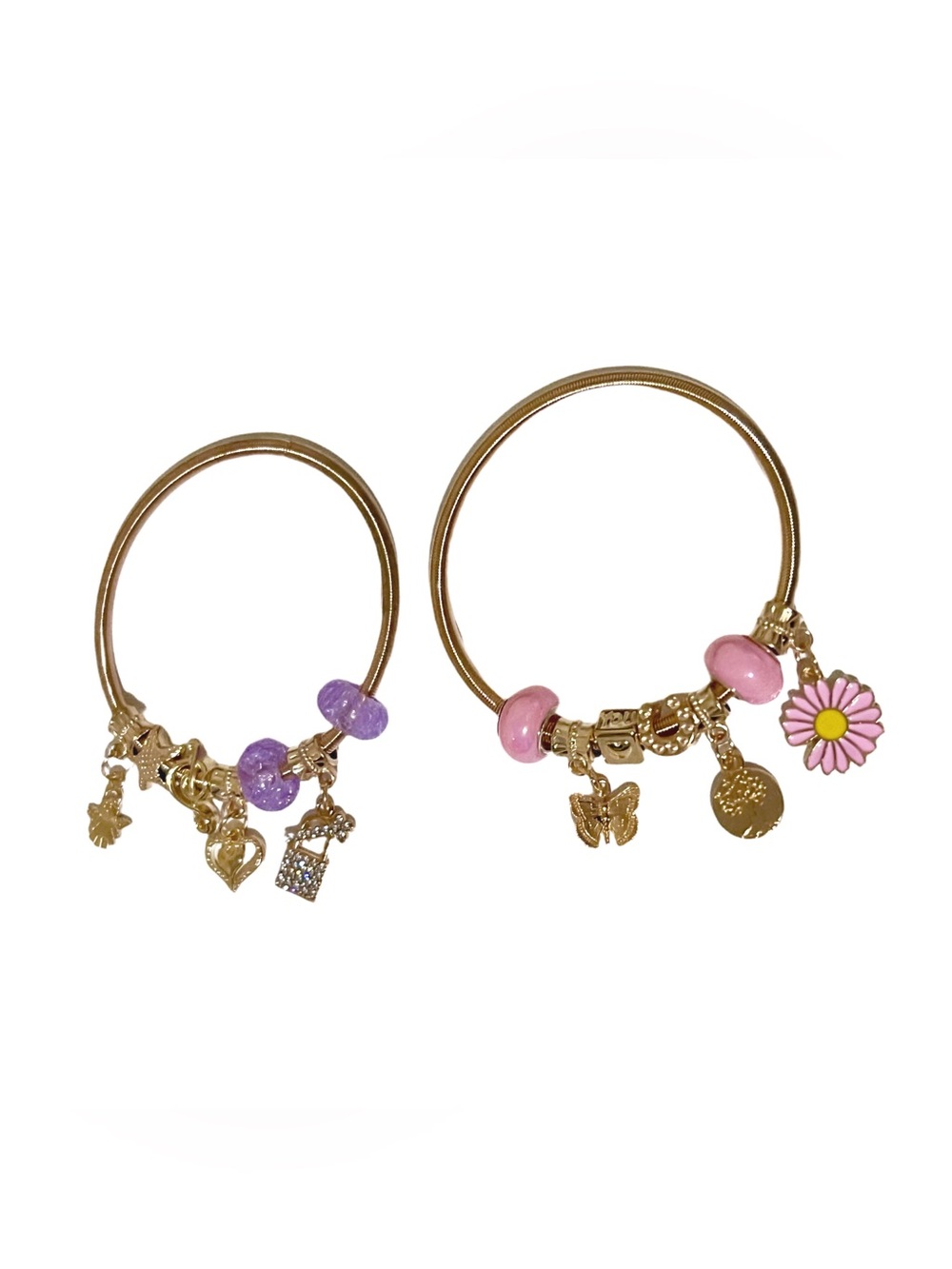 ⭐️Charm Bracelet Duo • Lavander + Pink • Stretch • New Set⭐️
